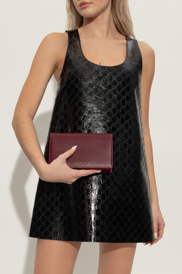 Gucci Cartera de cuero con cadena