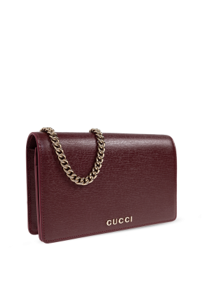 Gucci Cartera de cuero con cadena