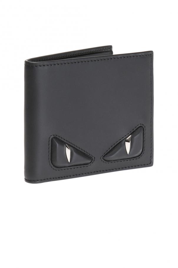 FENDI Monster Eyes Leather Wallet Black