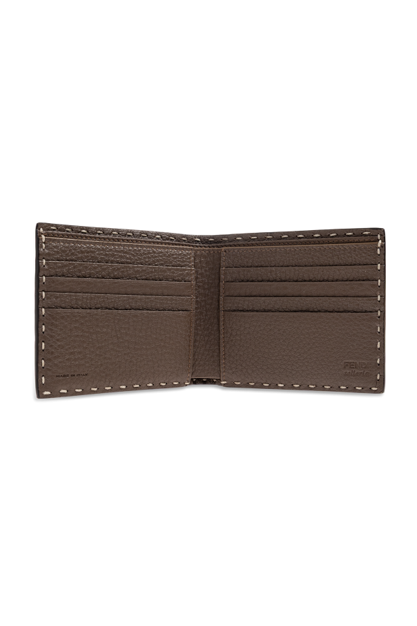 Fendi Cartera de piel con apliqué en forma de logo