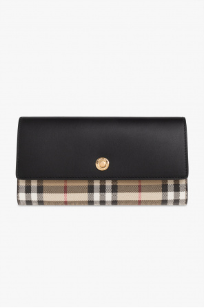 Beige black cashmere from BURBERRY featuring Vintage Check pattern and frayed edge