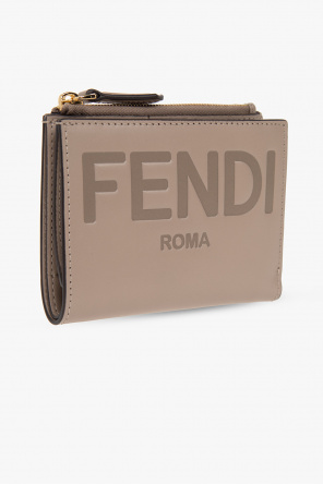 Fendi fendi spy handbag in beige raphia and brown leather