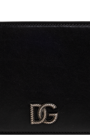 Dolce & Gabbana Cartera de cuero con aplicación en forma de logo