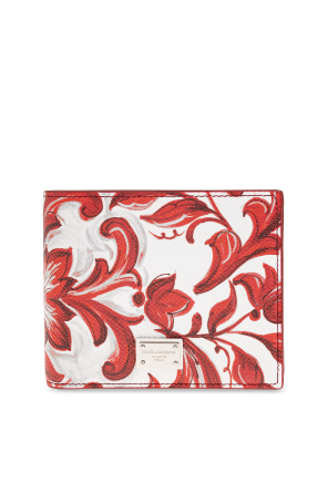 Leather wallet with "Majolica" print