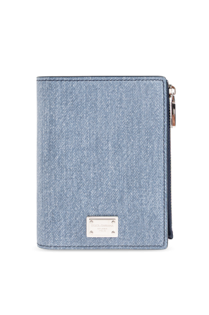 Leather wallet with logo appliqué
