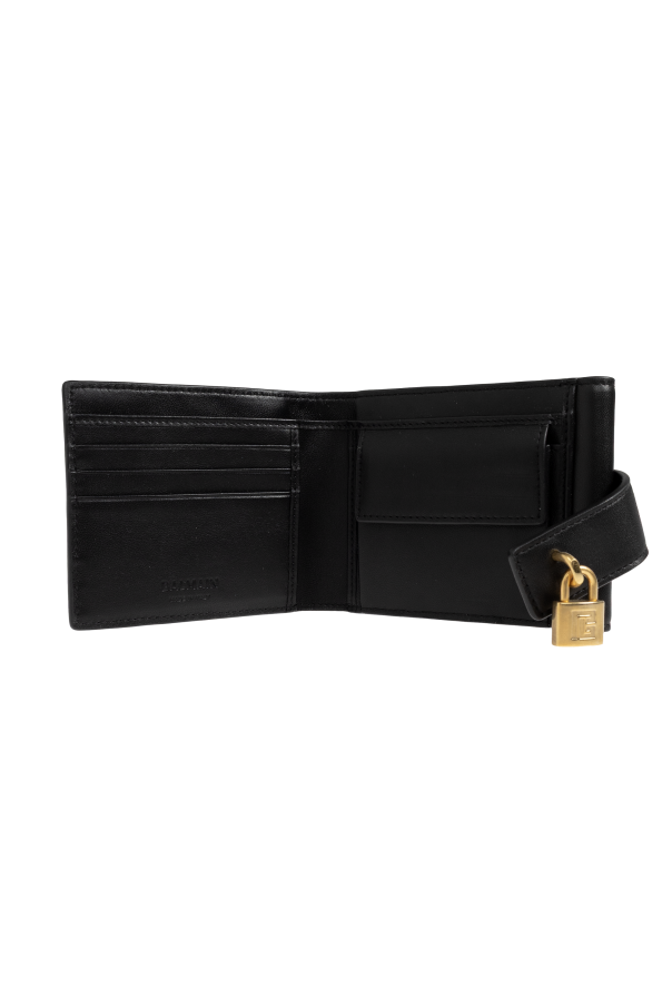 Balmain Cartera de cuero con logotipo