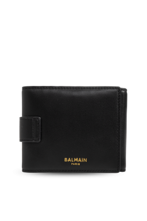 Balmain Cartera de cuero con logotipo