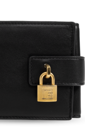 Balmain Cartera de cuero con logotipo