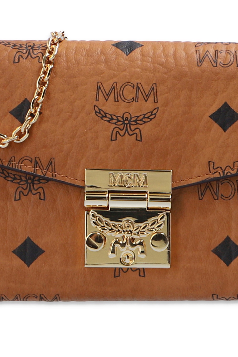 Mcm Patricia Visetos Monogram Crossbody Chain Wallet