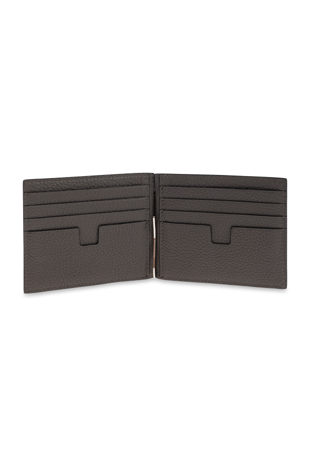 Tom Ford Carteira de couro com clip para notas
