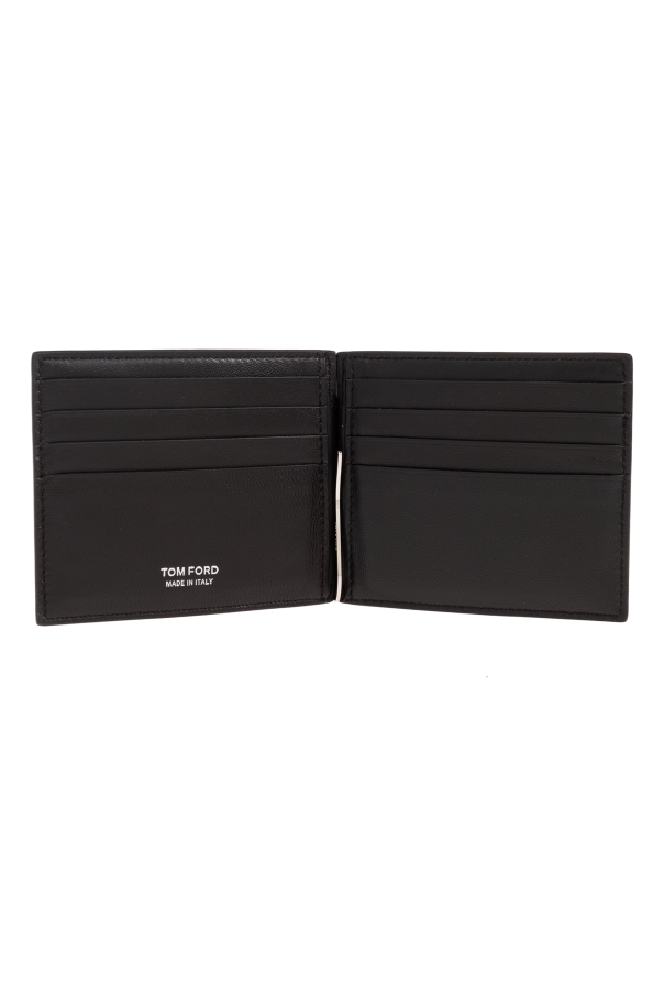 Tom Ford Cartera de cuero con clip para billetes