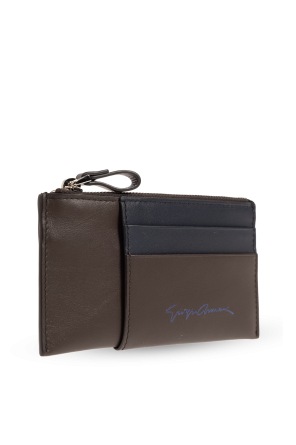 Giorgio Armani blk Leather wallet with keyring