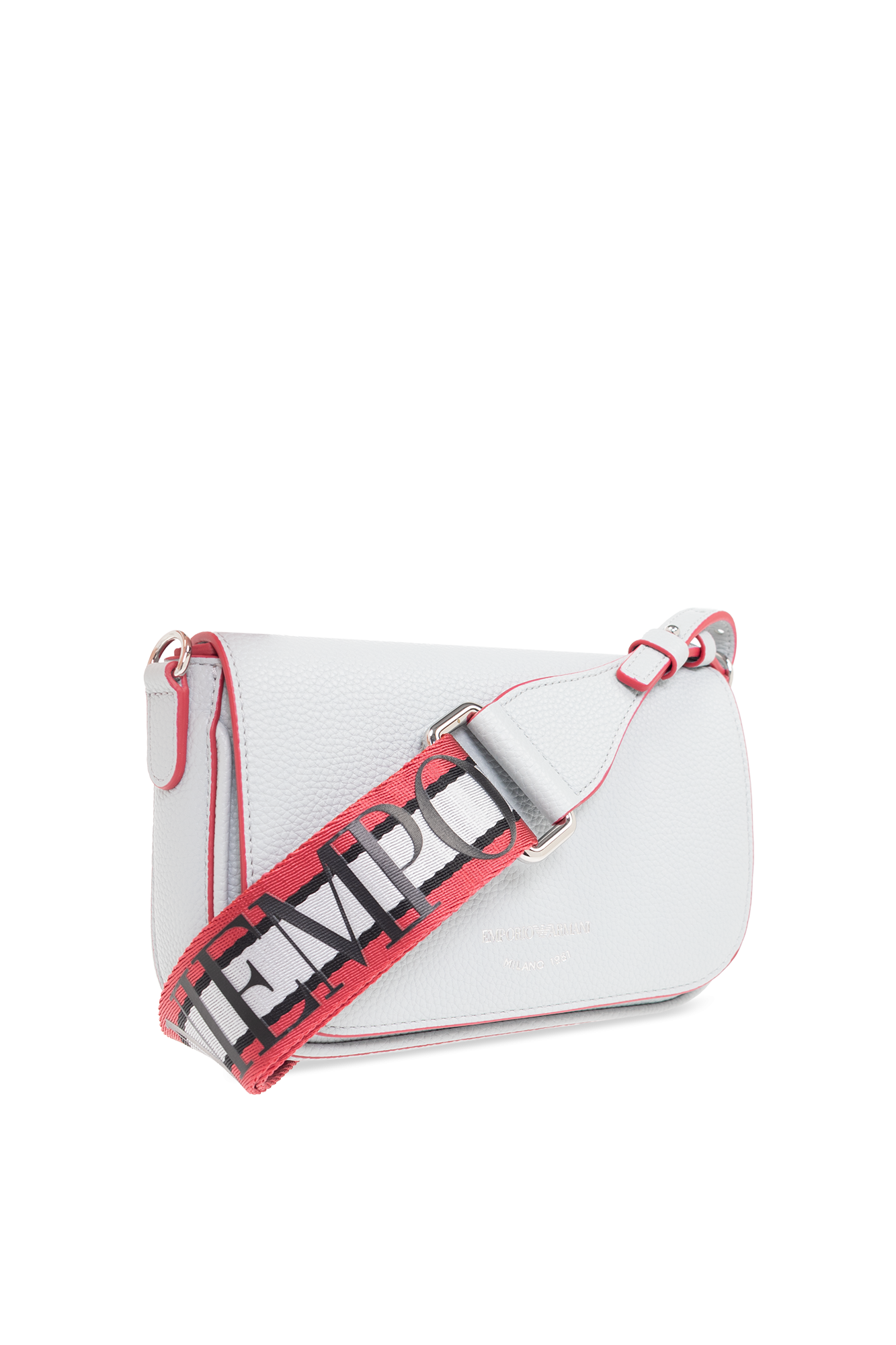 Emporio Armani Pattern Print, Silver, White Logo Printed Crossbody Bag