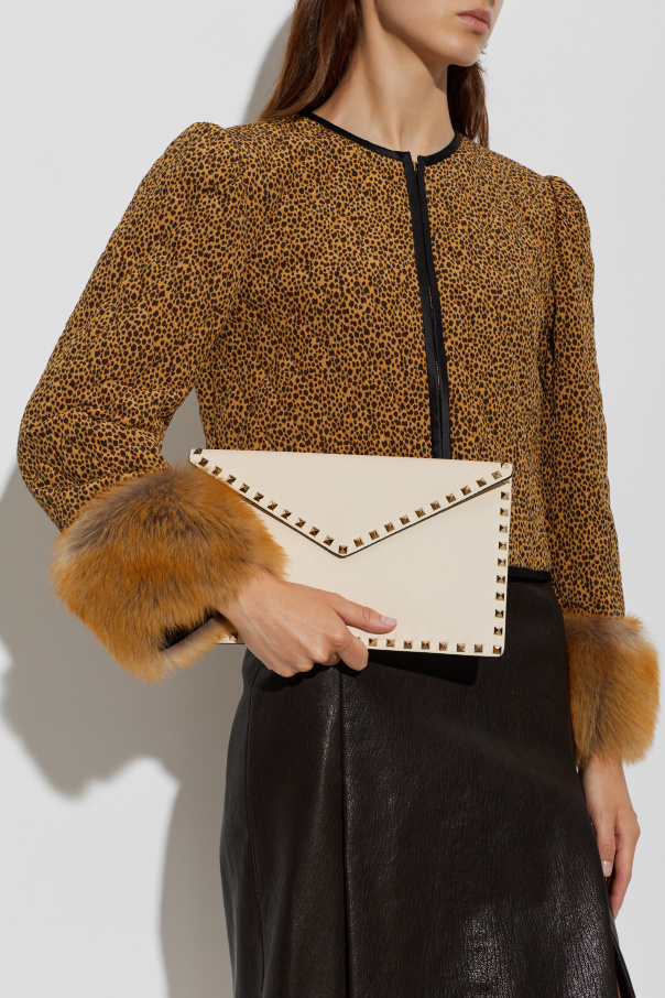 Valentino Garavani Clutch de couro com tachas