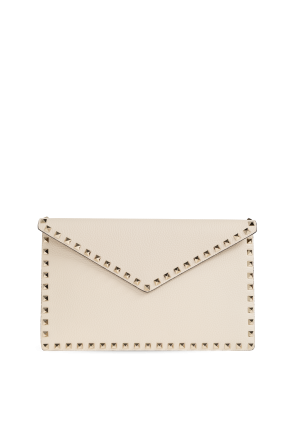 Cartera de mano de cuero con tachuelas