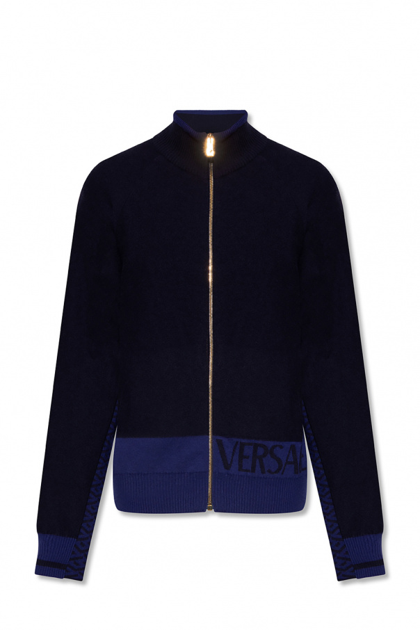 Versace Zip-up sweater with logo