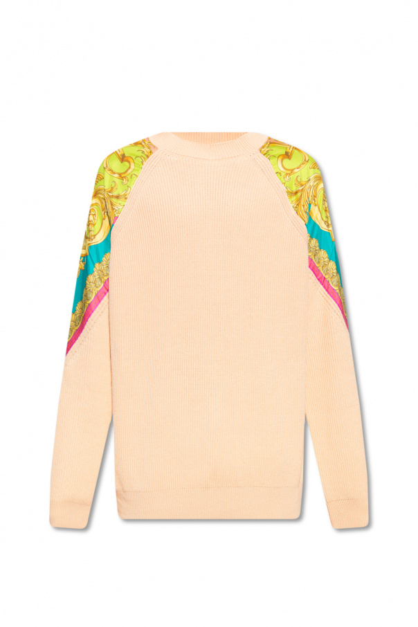 Versace Polo Ralph Lauren Svart kabelstickad sweatshirt med rund halsringning