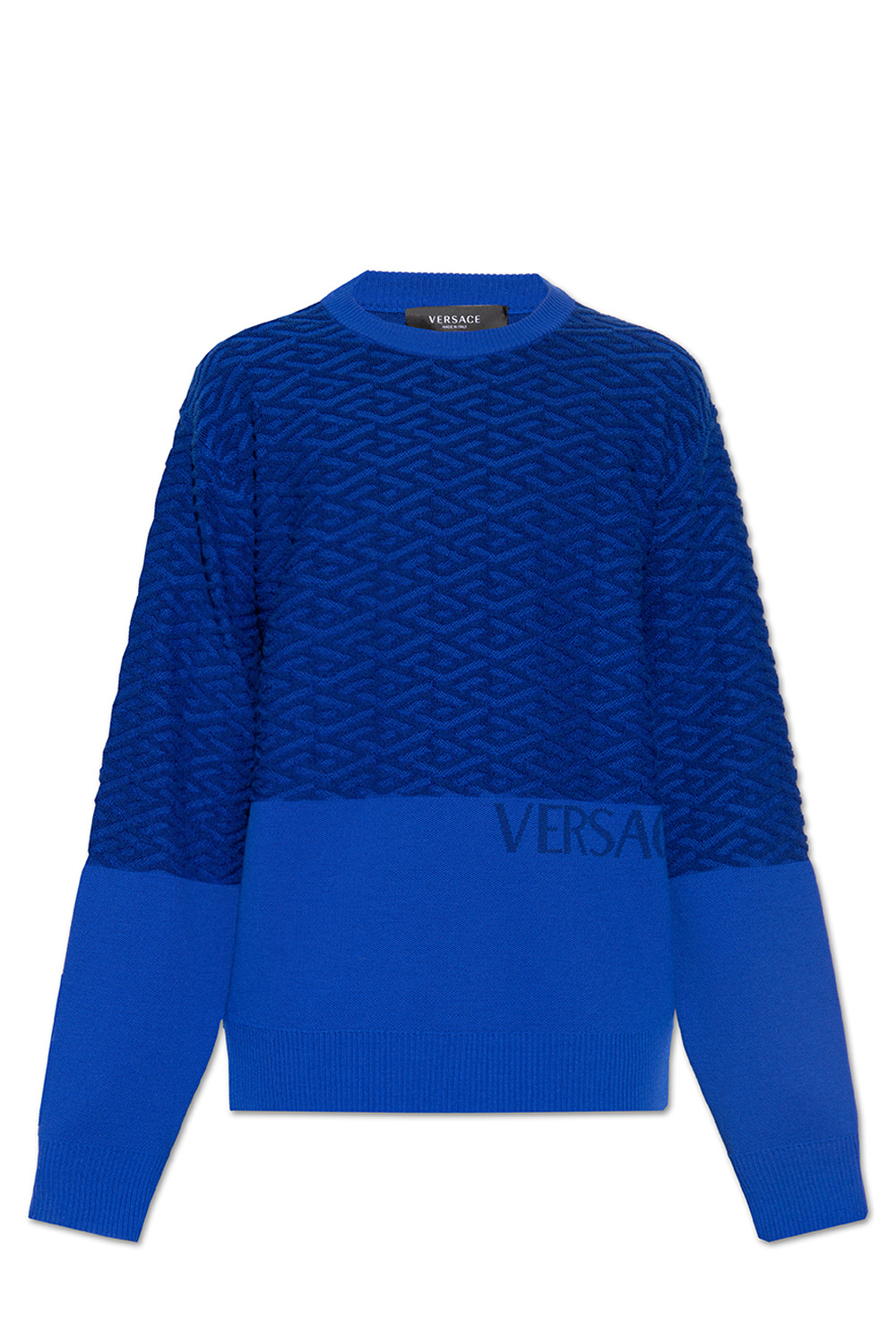 GenesinlifeShops Canada - Blue Wool sweater Versace - Gallian Flocked  Fleece Sweatshirt in Cotton