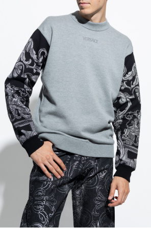 Versace geometric-patterned zip-up hoodie Grey
