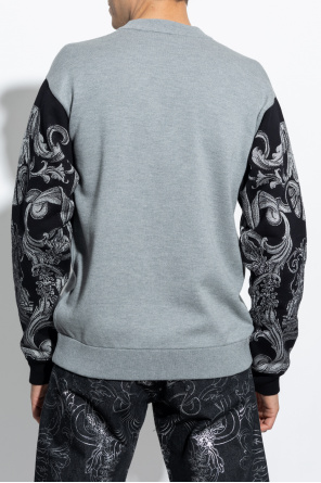 Versace geometric-patterned zip-up hoodie Grey