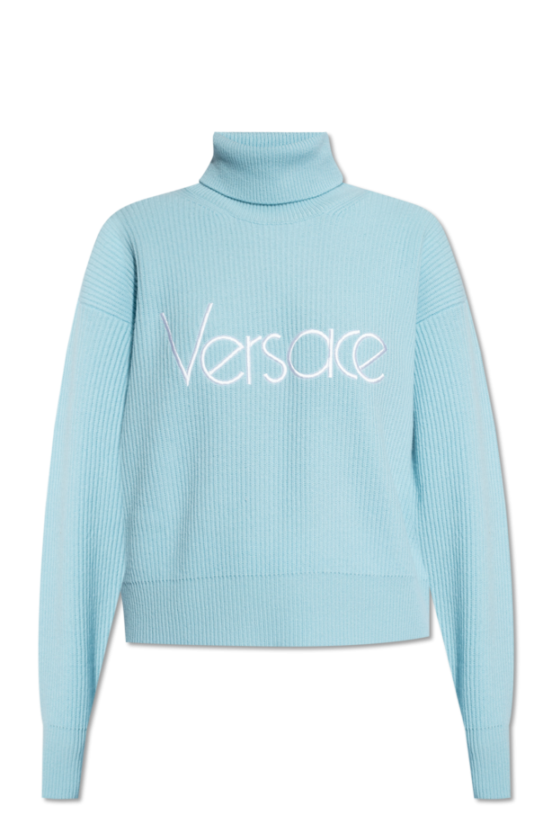 Wool turtleneck sweater with logo od Versace