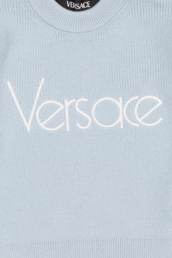 Versace Kids Bawełniany sweter z logo