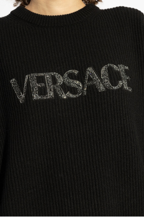 Versace Sweater with logo finished with shimmering crystals