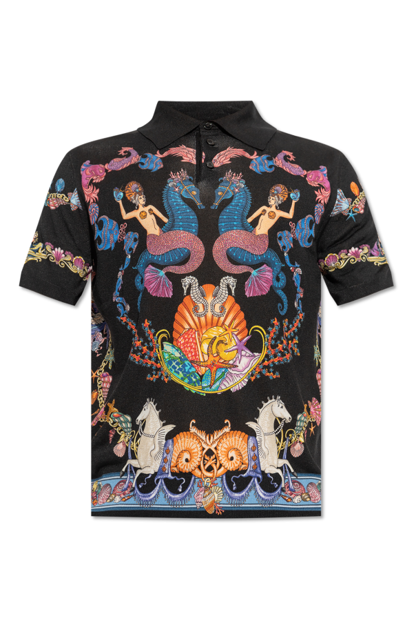 Polo shirt with "Coral Theatre" print od Versace