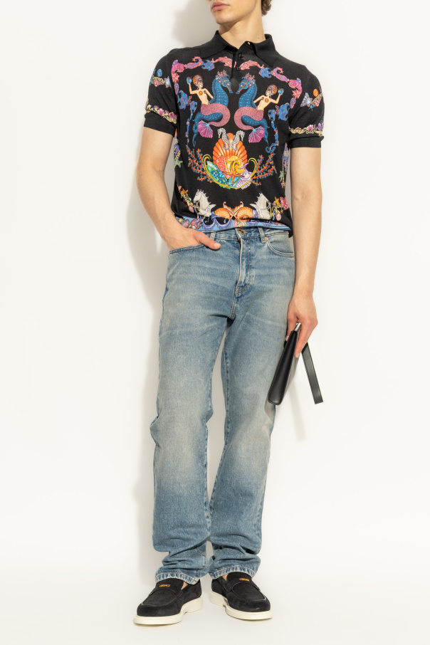 Versace Polo shirt with "Coral Theatre" print