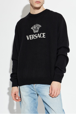 Versace Kaszmirowy sweter z logo