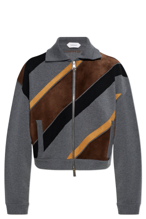 Cardigan with leather inserts
