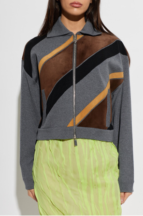 Versace Cárdigan con inserciones de cuero