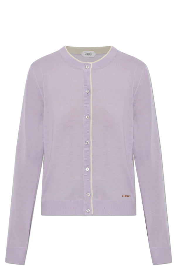 Wool cardigan with embroidered logo od Versace