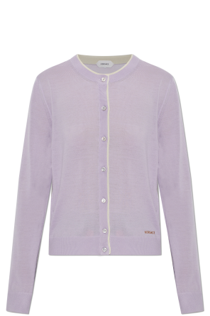 Wool cardigan with embroidered logo