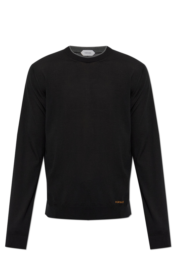 Wool sweater with embroidered logo od Versace