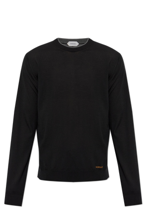 Wool sweater with embroidered logo