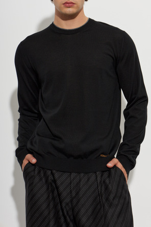 Versace Wełniany sweter z wyszytym logo