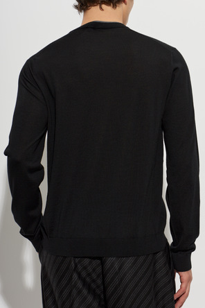 Versace Wełniany sweter z wyszytym logo