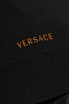 Versace Wełniany sweter z wyszytym logo