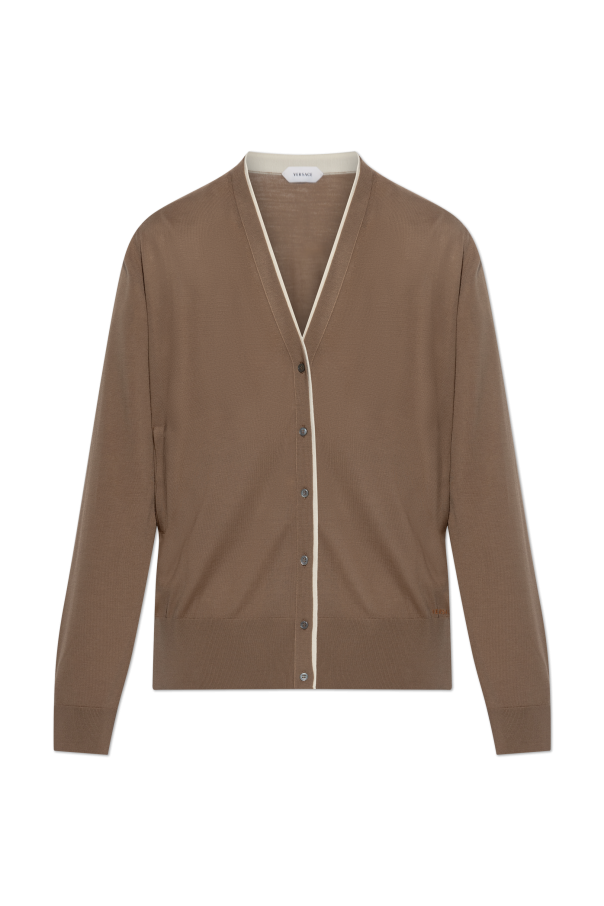 Wool cardigan with embroidered logo od Versace
