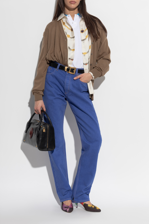 Versace Cárdigan de lana con logo bordado