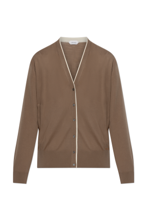 Wool cardigan with embroidered logo