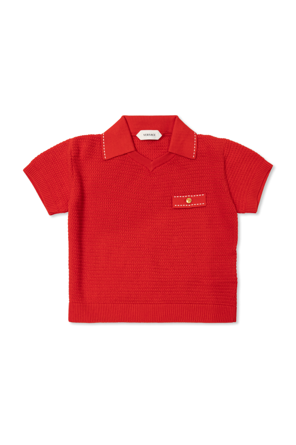 Polo with a decorative placket od Versace Kids