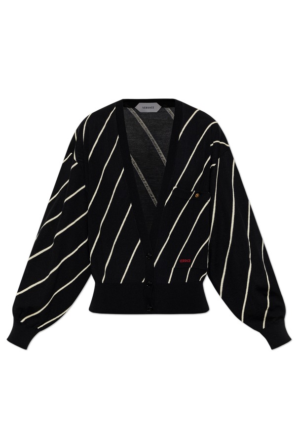 Wool cardigan with embroidered logo od Versace