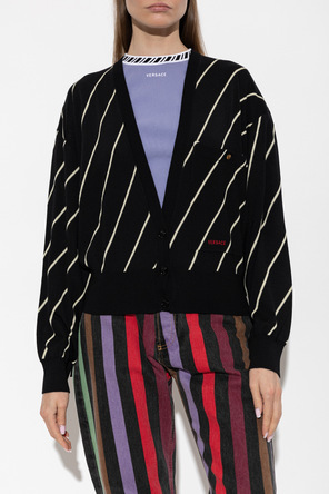 Versace Wool cardigan with embroidered logo