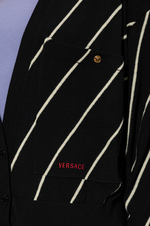 Versace Wool cardigan with embroidered logo