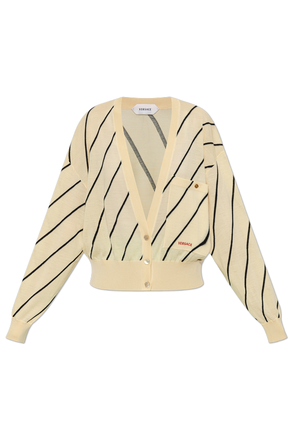 Wool cardigan with embroidered logo od Versace