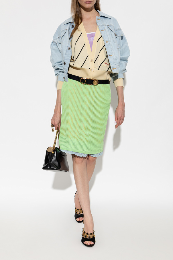 Versace Wool cardigan with embroidered logo