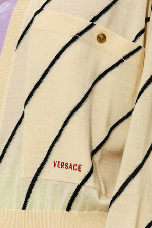 Versace Wool cardigan with embroidered logo
