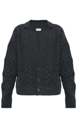 Dark Gray Decorative Cable Knit Cardigan